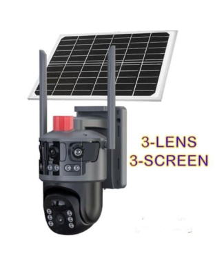 4K 8MP Triple-Lens 4G Solar PTZ CCTV Camera