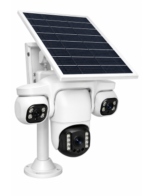 Outdoor 3-Lens Solar PTZ CCTV Camera
